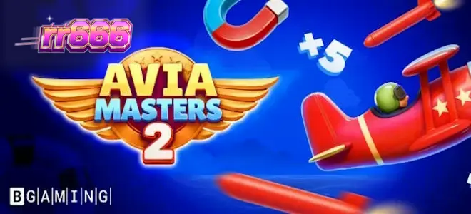 Tampilan layar utama permainan slot Aviamasters 2 dengan elemen grafis bertema penerbangan.